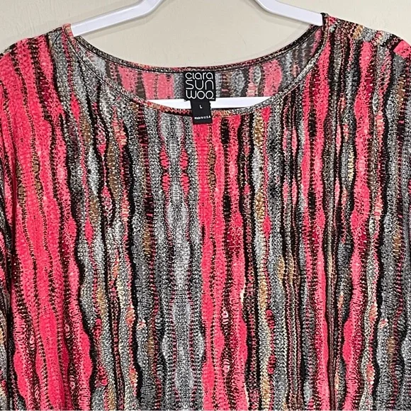 Clara Sun Woo Tunic Mixed Print Abstract Stretch Relaxed Bohemian Artsy Size L - Picture 2 of 14